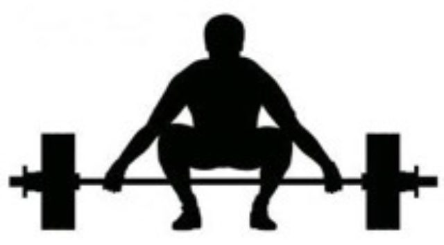 South Pembs logo, a black silhouette of a lifter in start position